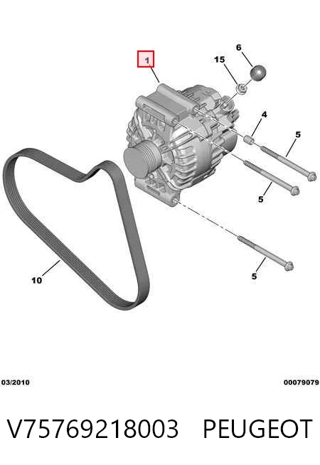 V75769218003 Peugeot/Citroen Alternador de coche