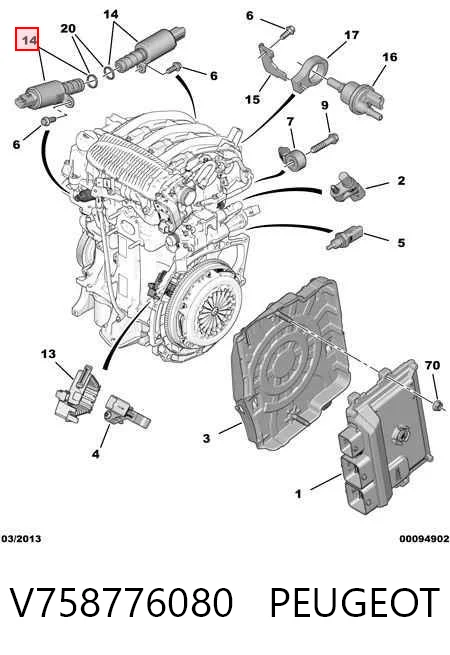 V758776080 Peugeot/Citroen Válvula control, ajuste de levas