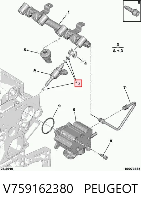 Inyector de combustible V759162380 PEUGEOT