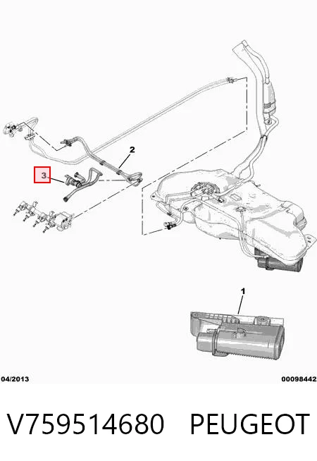 V759514680 Peugeot/Citroen Válvula de purga de vapores de combustible
