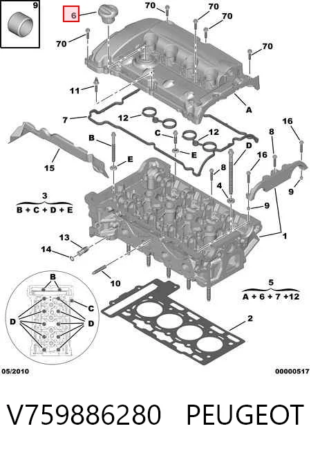 V759886280 Peugeot/Citroen Tapa de culata