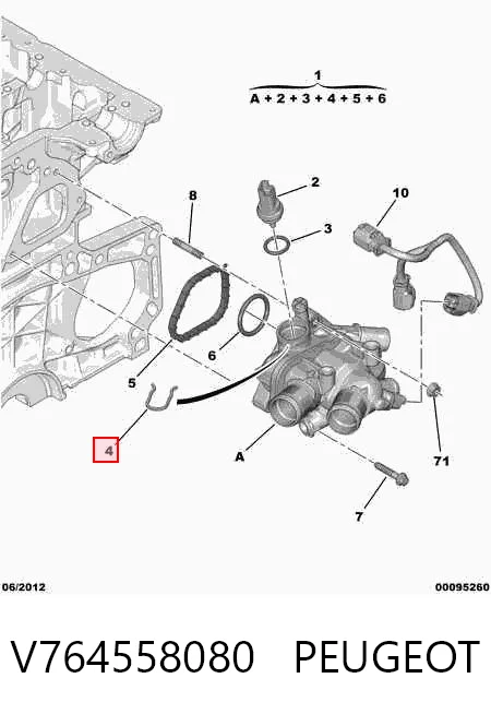V764558080 Peugeot/Citroen Termostato de agua