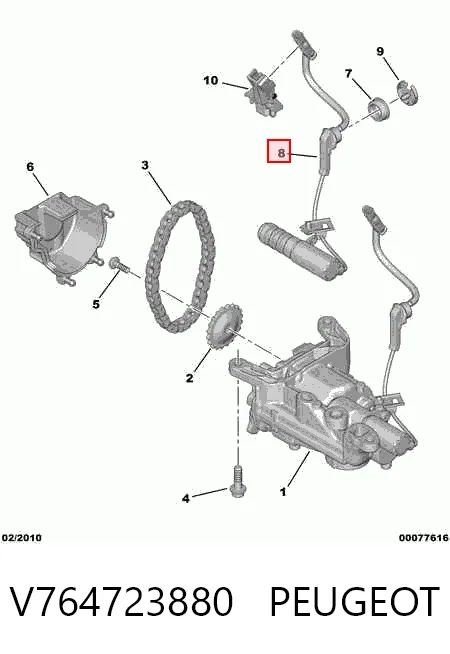 V764723880 Peugeot/Citroen Válvula reguladora de presión de aceite