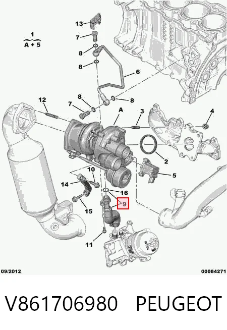 V861706980 Peugeot/Citroen Tubo de drenaje de aceite de turbocompresor