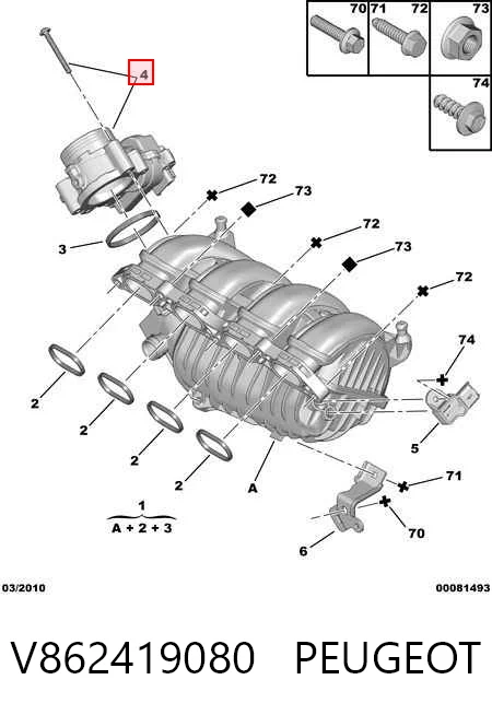 V862419080 Peugeot/Citroen Mariposa de admisión