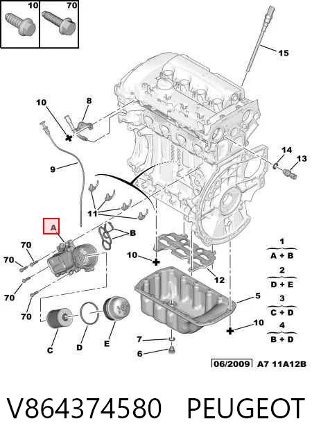 V864374580 Peugeot/Citroen Portafiltro de aceite