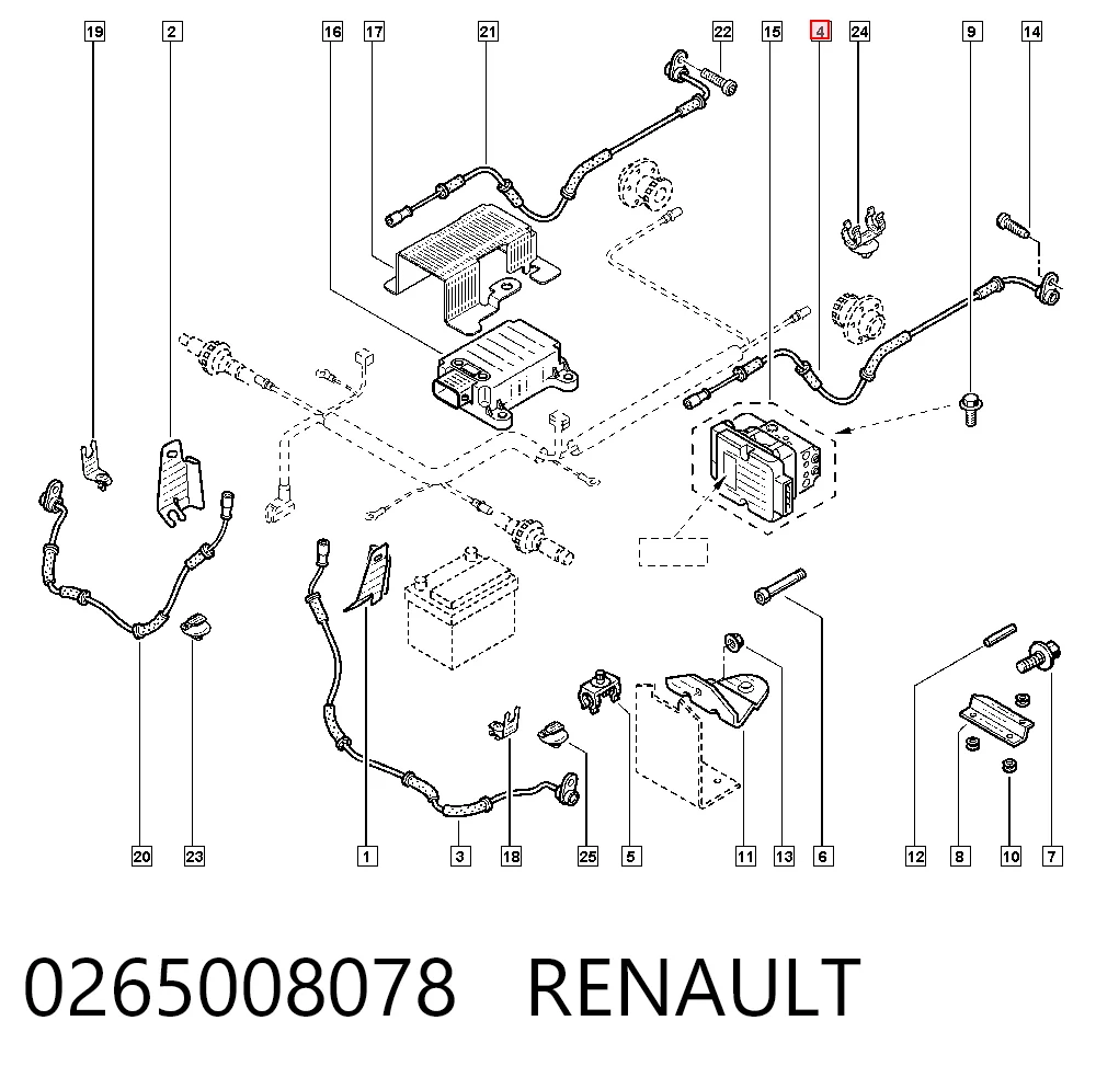0265008078 Renault (RVI) Sensor de freno, trasero