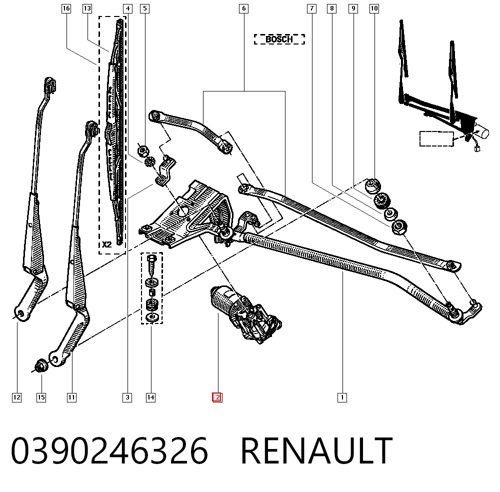 Motor del limpiaparabrisas Renault Clio I hatchback (BC57, 5357) (1990 - 1998) precio, desde 47,92 EUR