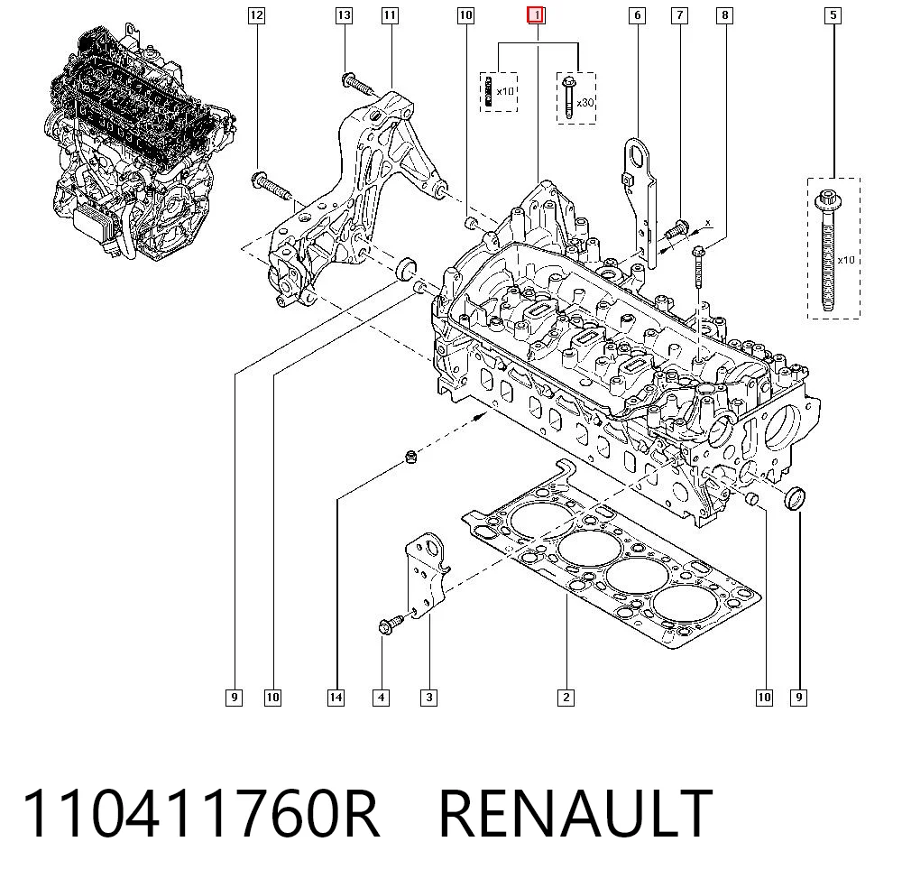 Culata de motor para Renault Trafic III (EG)