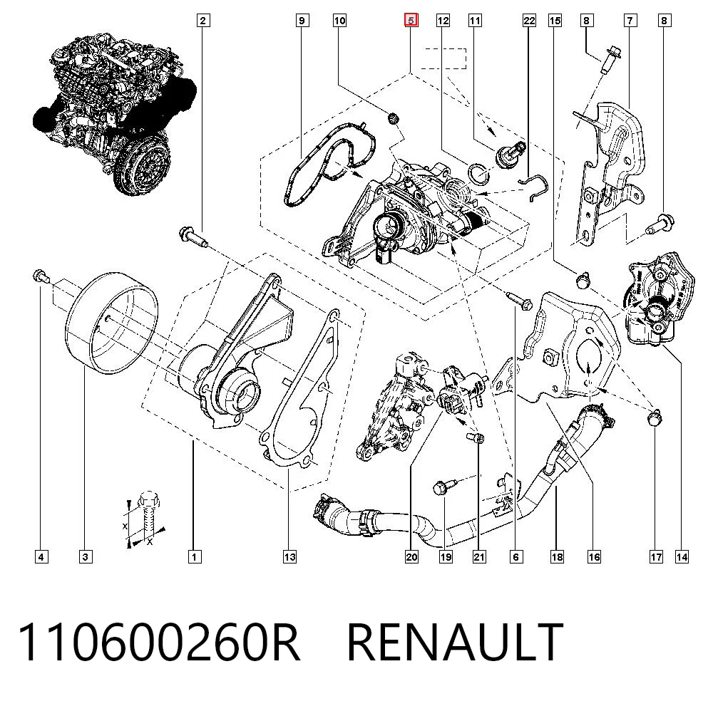 110600260R Renault (RVI) Caja del termostato