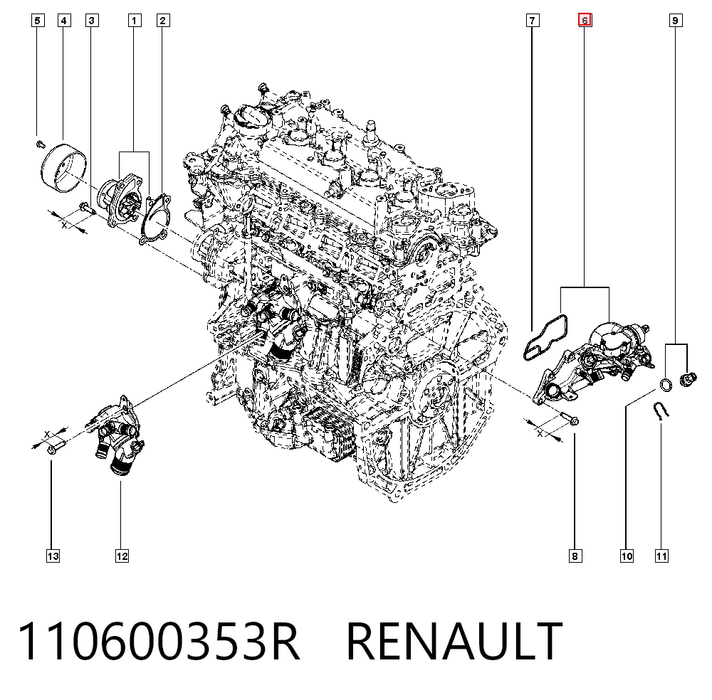 Brida del sistema de refrigeración (triple unión) 110600353R RENAULT