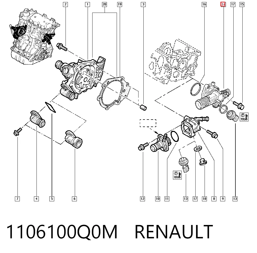 Termostato refrigerante Renault Kangoo  (KC0, KC1)