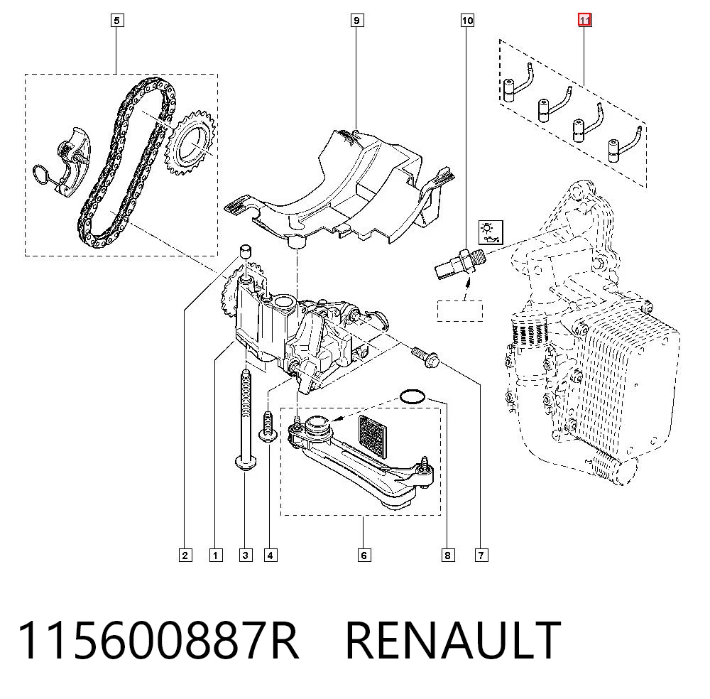 115600887R Renault (RVI) Tobera de aceite