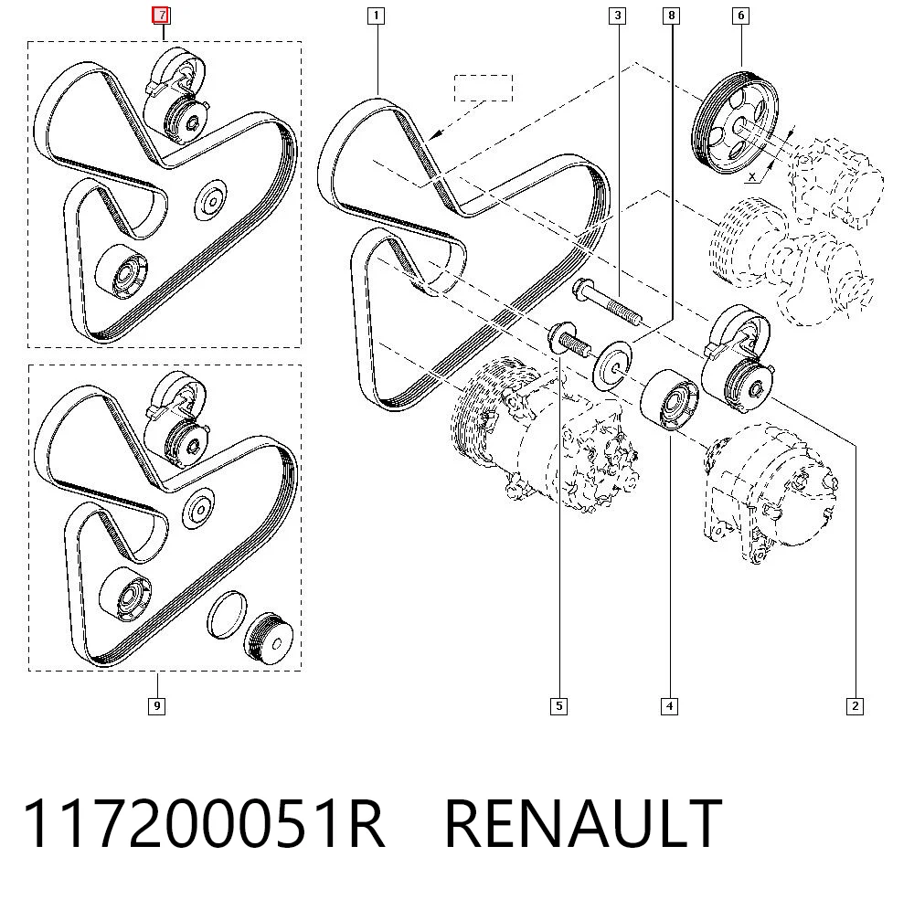 117200051R Renault (RVI) Correa de transmisión, completo
