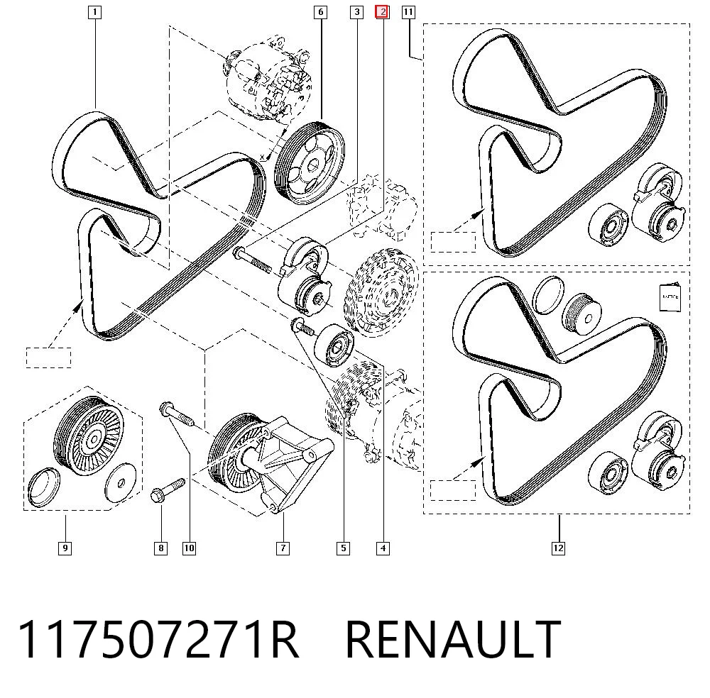 Tensor de la correa trapecial poli v para Renault Laguna II (BG0, BG1)