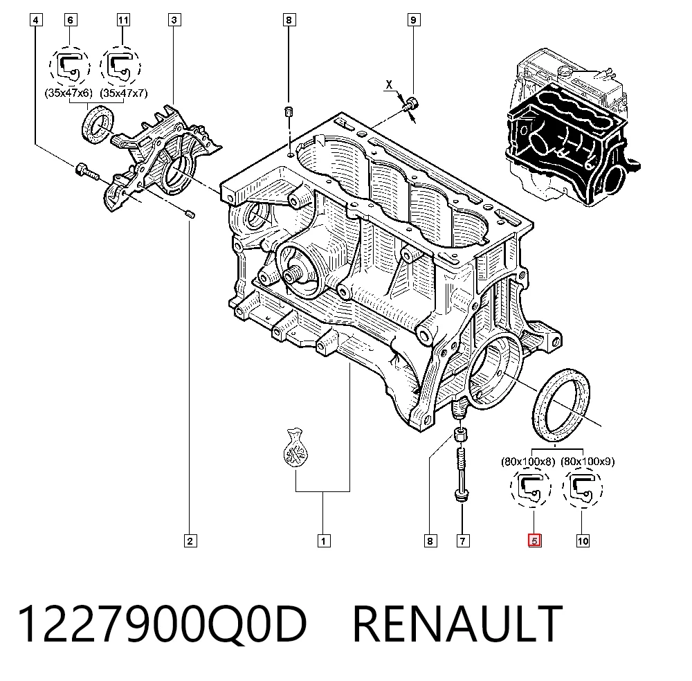 Comprar Retén trasero del cigüeñal Renault Megane I EA0, EA1 a bajo precio