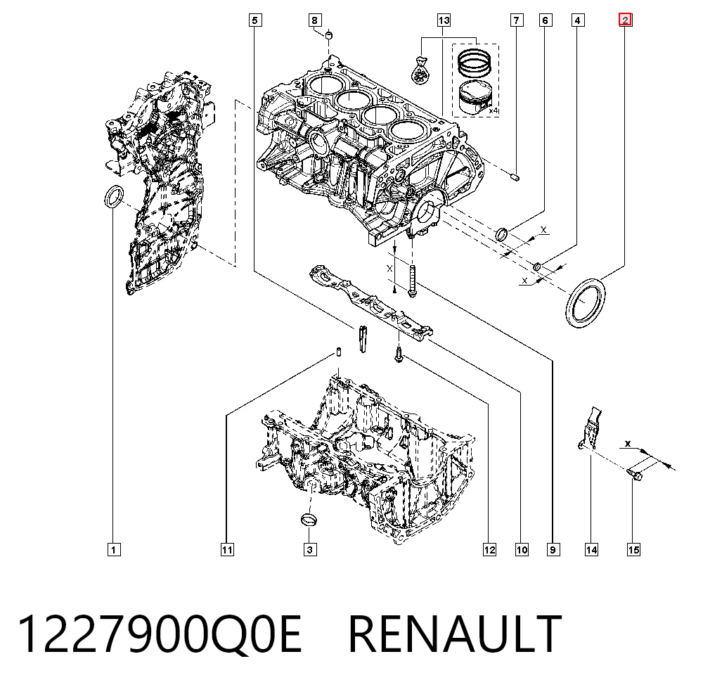 Retén trasero del cigüeñal 1227900Q0E RENAULT