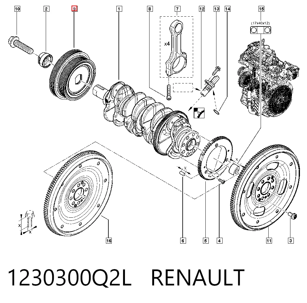 Polea del cigüeñal 1230300Q2L RENAULT