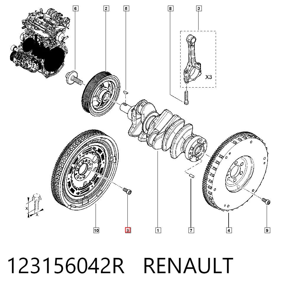 Comprar 95517848 Peugeot/Citroen Perno de volante de inercia