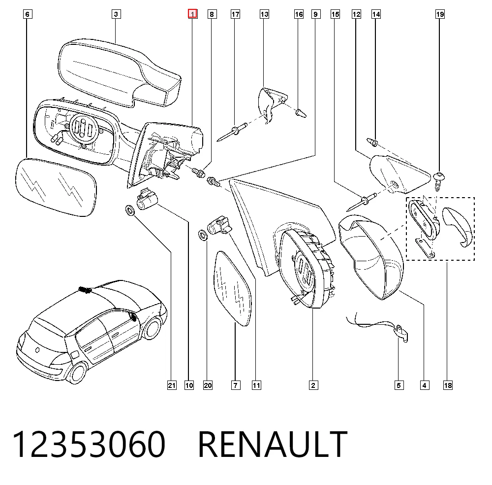 Espejo retrovisor izquierdo Renault Megane II (2003-2012)