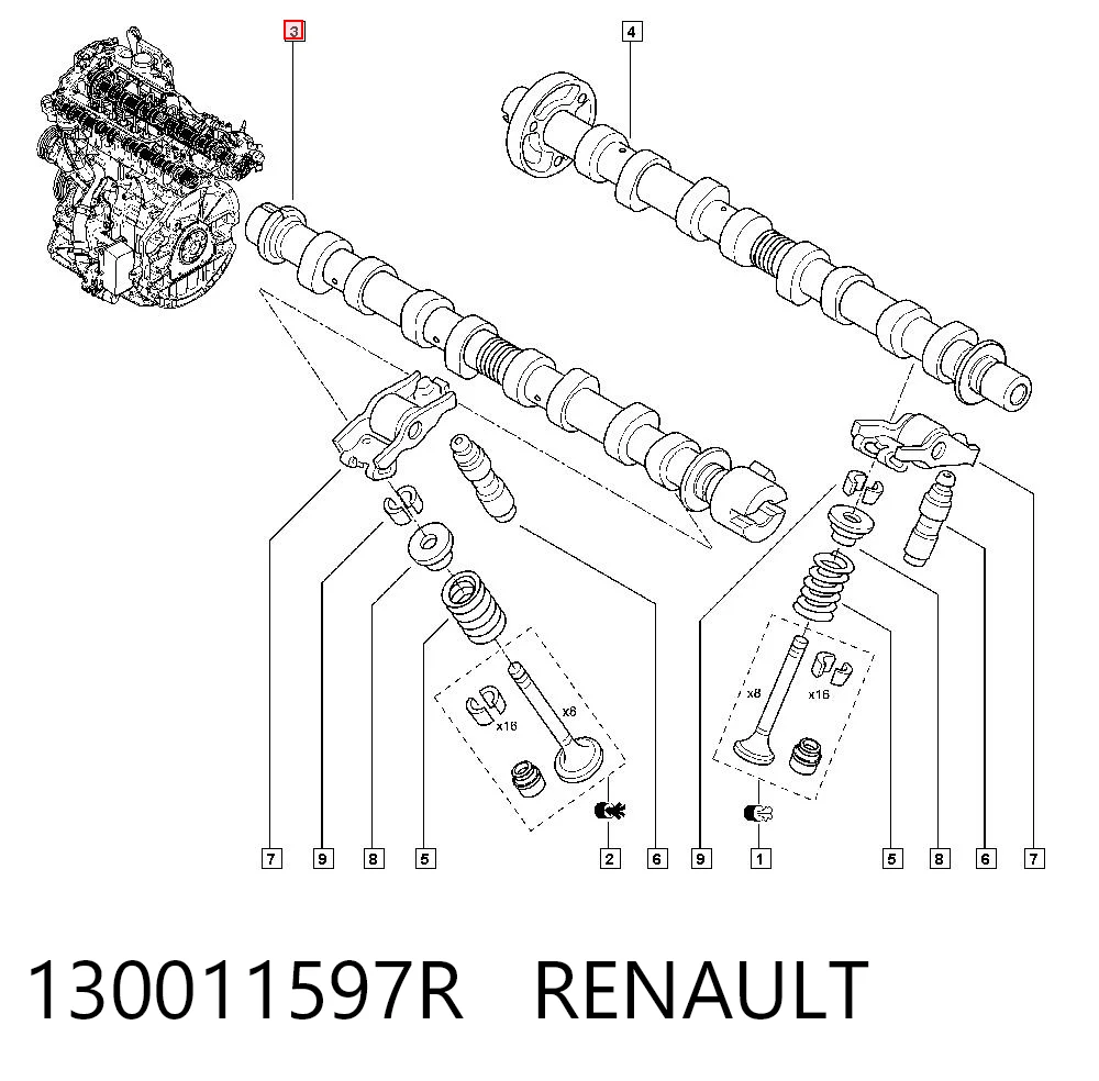 Árbol de levas de entrada Renault Trafic III (2014-2026)