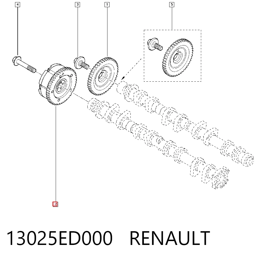 Rueda dentada del árbol de levas de admisión 13025ED000 RENAULT