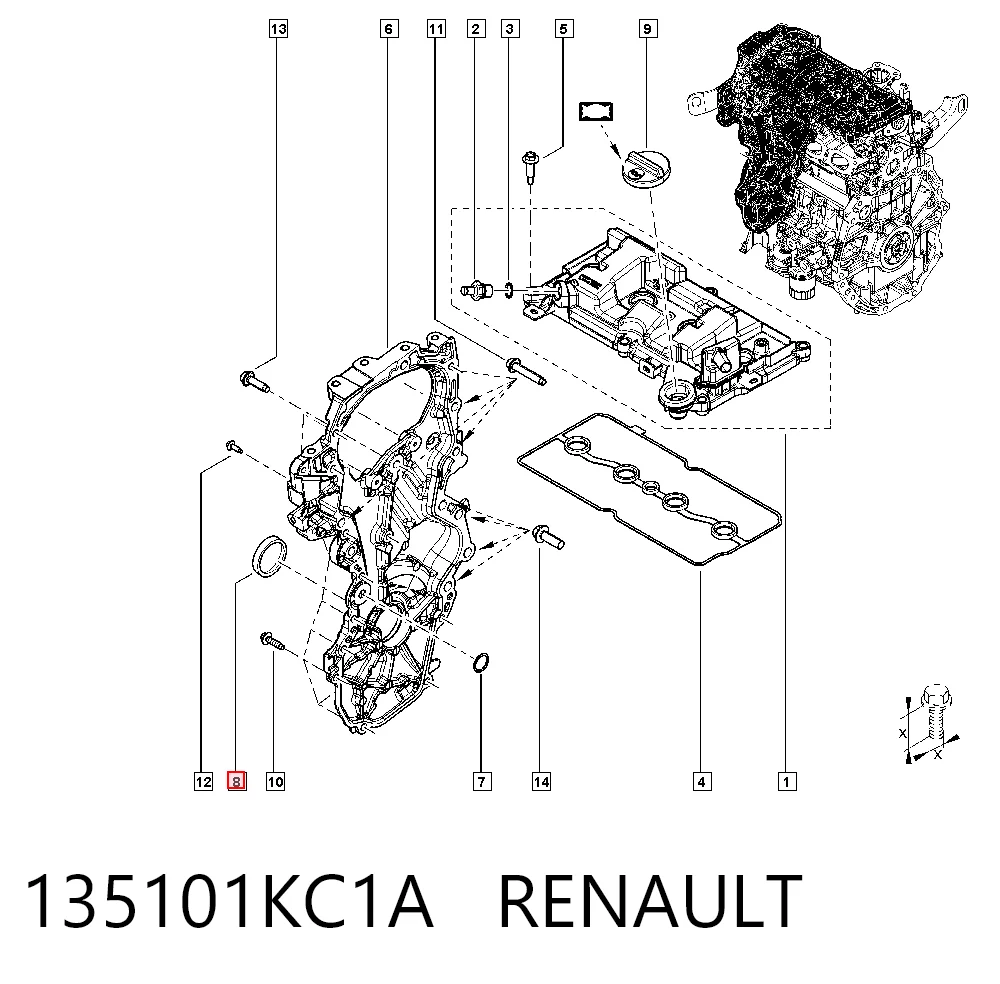 Anillo retén cigüeñal frontal para Nissan Qashqai I (J10)