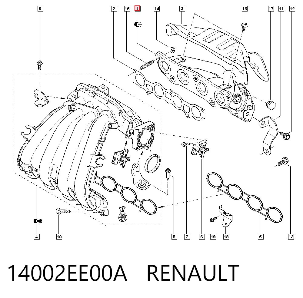 Sistema de escape del motor Nissan Note  (E11)