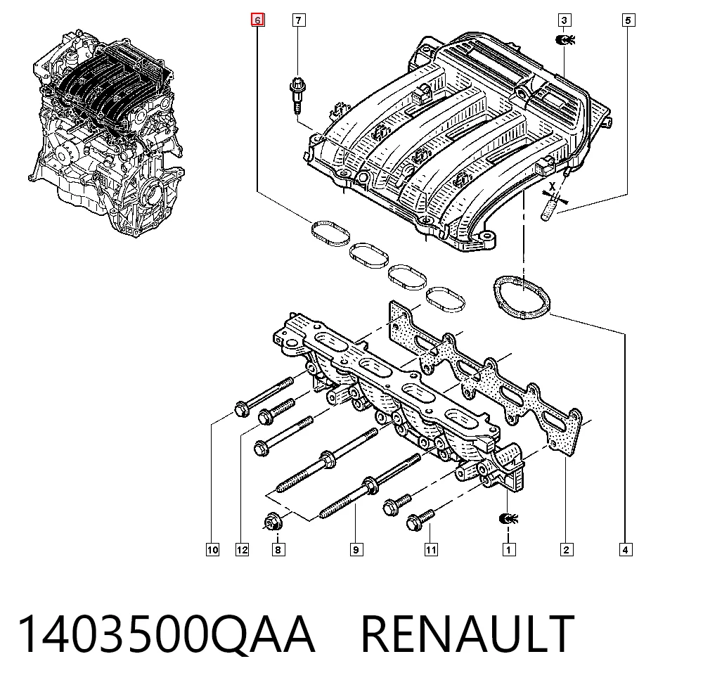 Juego de juntas, colector de admisión para Renault Clio SYMBOL LU