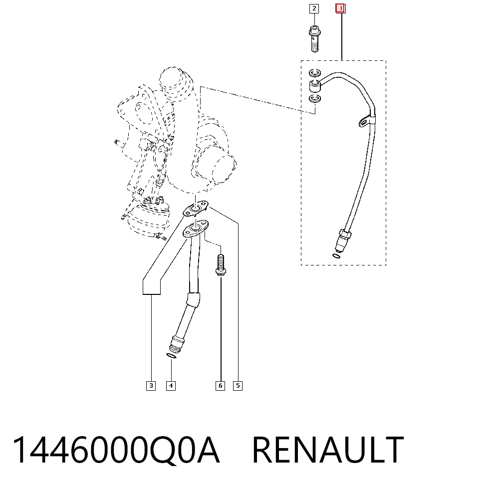 Tubo de suministro de aceite a la turbina 1446000Q0A RENAULT