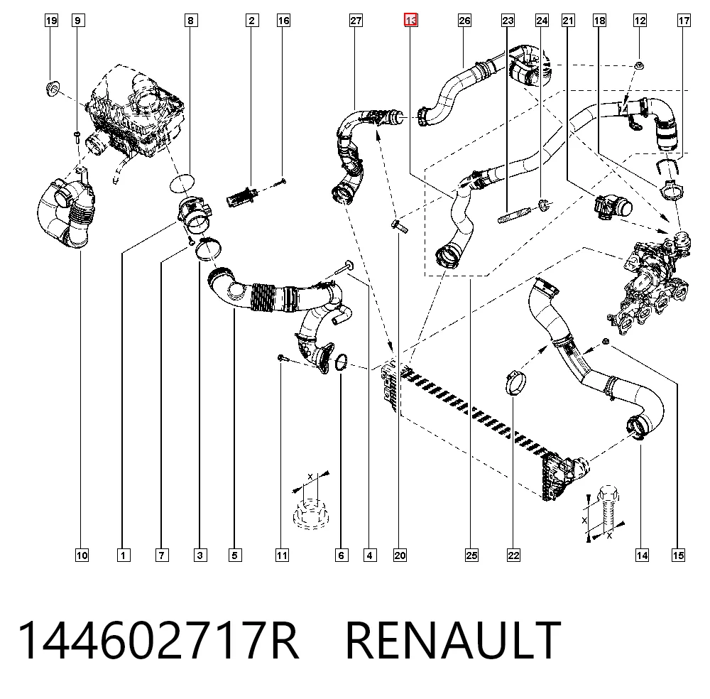 95524032 General Motors Manguera del intercooler