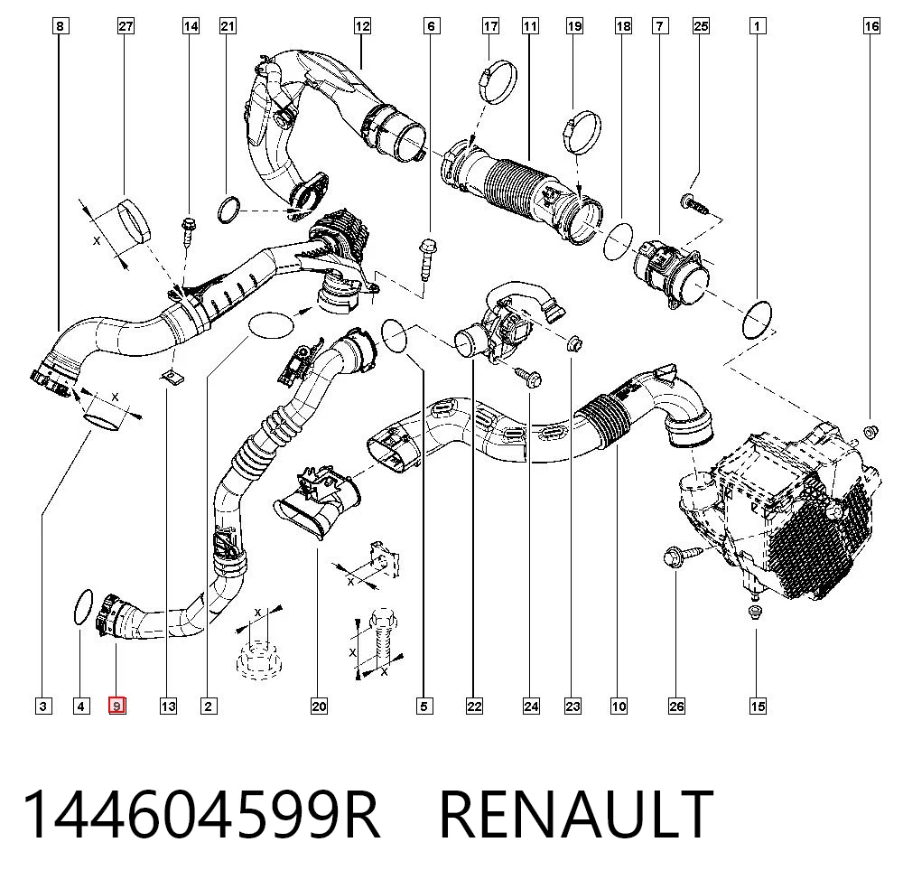 144604599R Renault (RVI) Manguera del intercooler