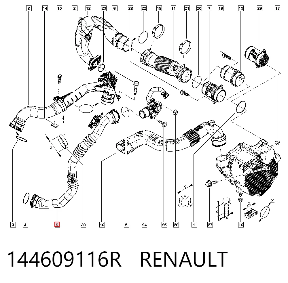 144609116R Renault (RVI) Manguera del intercooler
