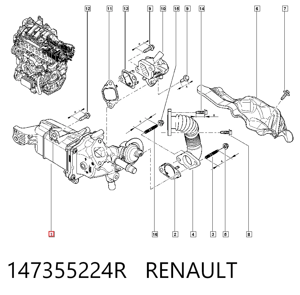 Enfriador de recirculación de gases de escape EGR 95522107 Peugeot/Citroen