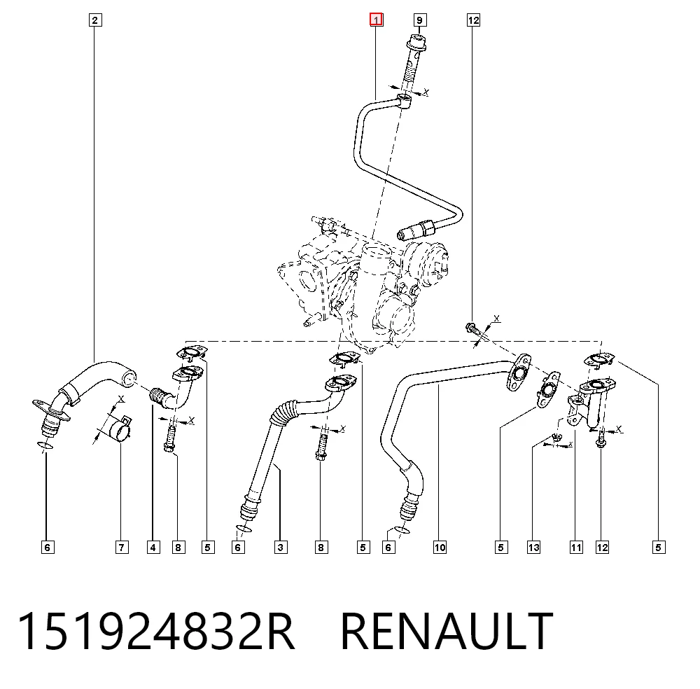 Tubo de suministro de aceite a la turbina 151924832R RENAULT