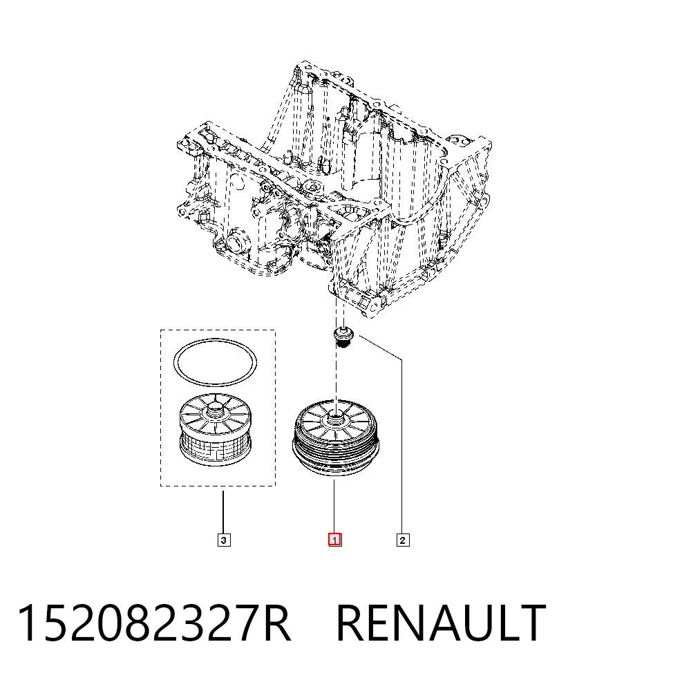 152082327R Renault (RVI) Tapa del filtro de aceite