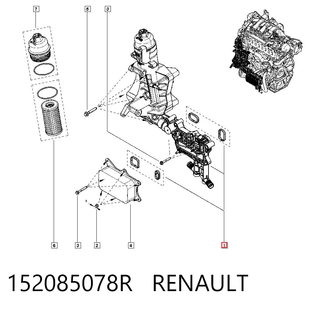 152085078R Renault (RVI) Portafiltro de aceite
