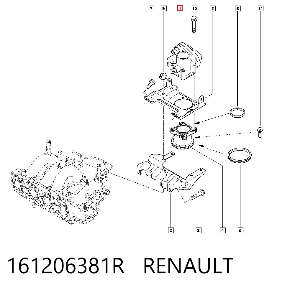 161206381R Renault (RVI) Mariposa de admisión