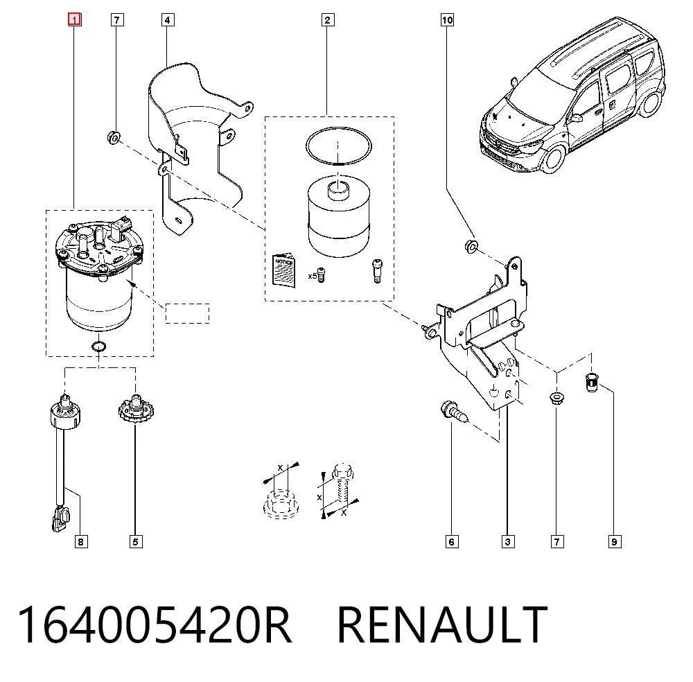 164005420R Renault (RVI) Caja del filtro de combustible