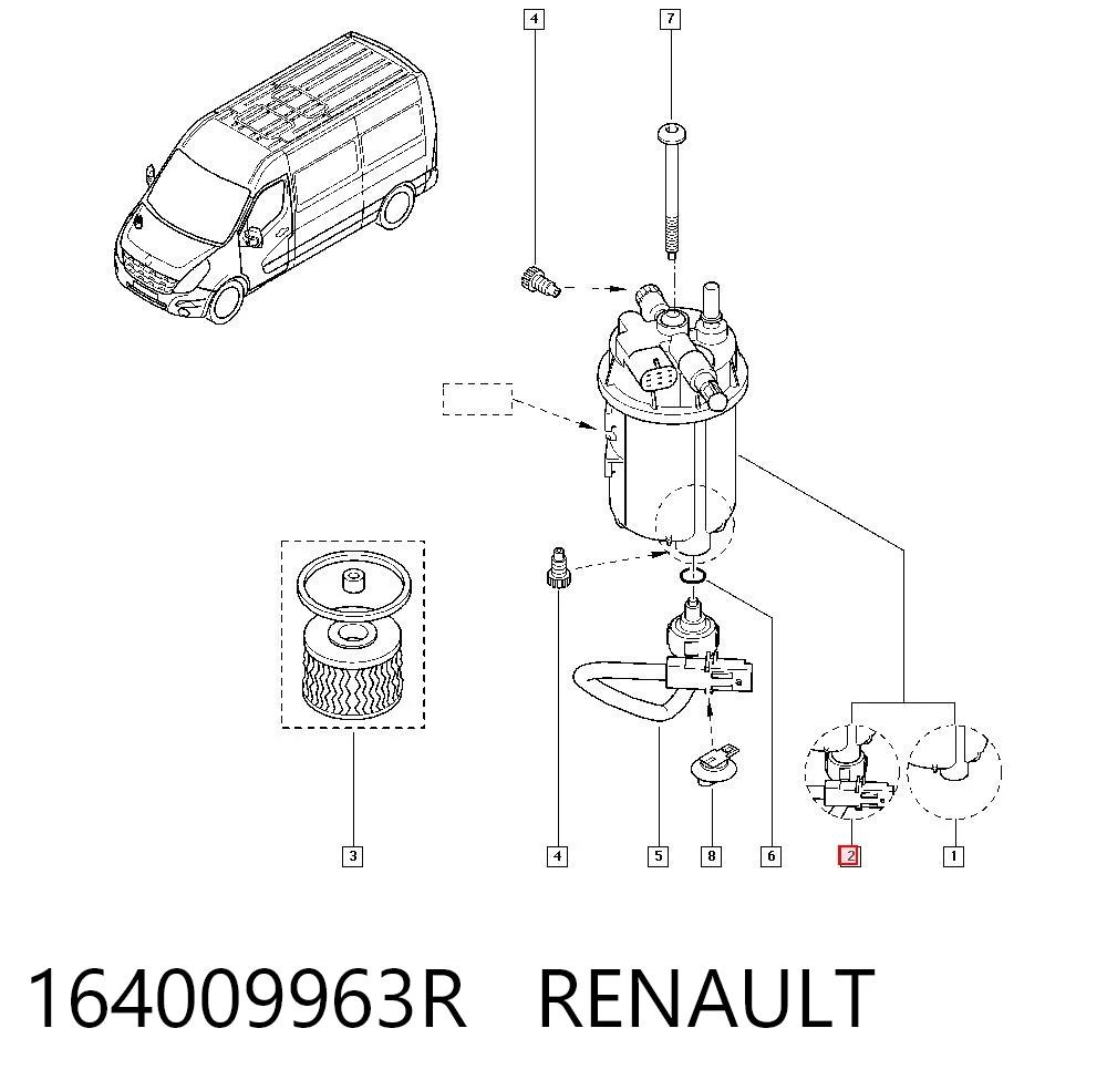 164009963R Renault (RVI) Filtro de gasolina
