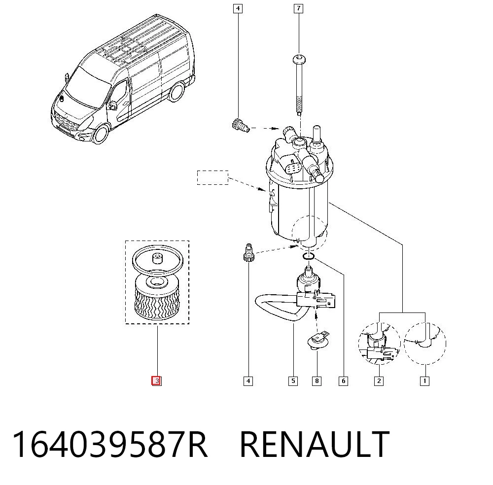 164039587R Renault (RVI) Filtro de gasolina