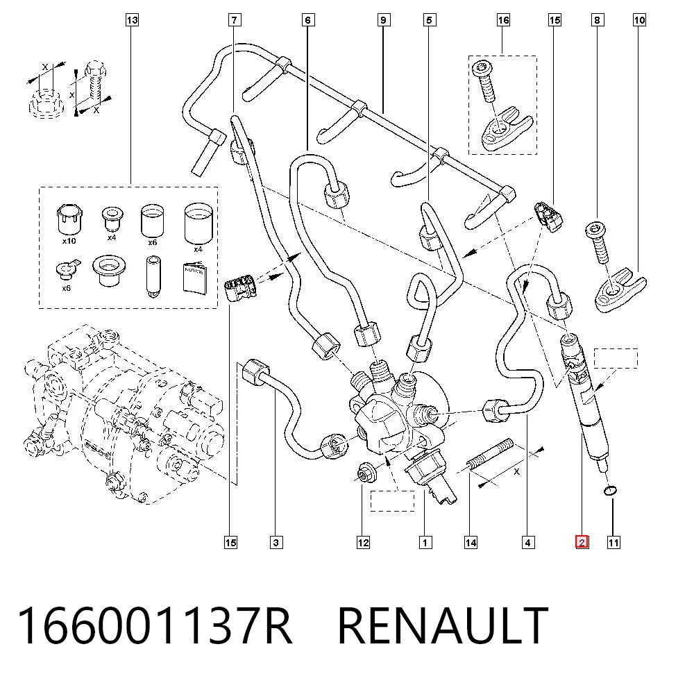 166001137R Renault (RVI) Inyector de combustible