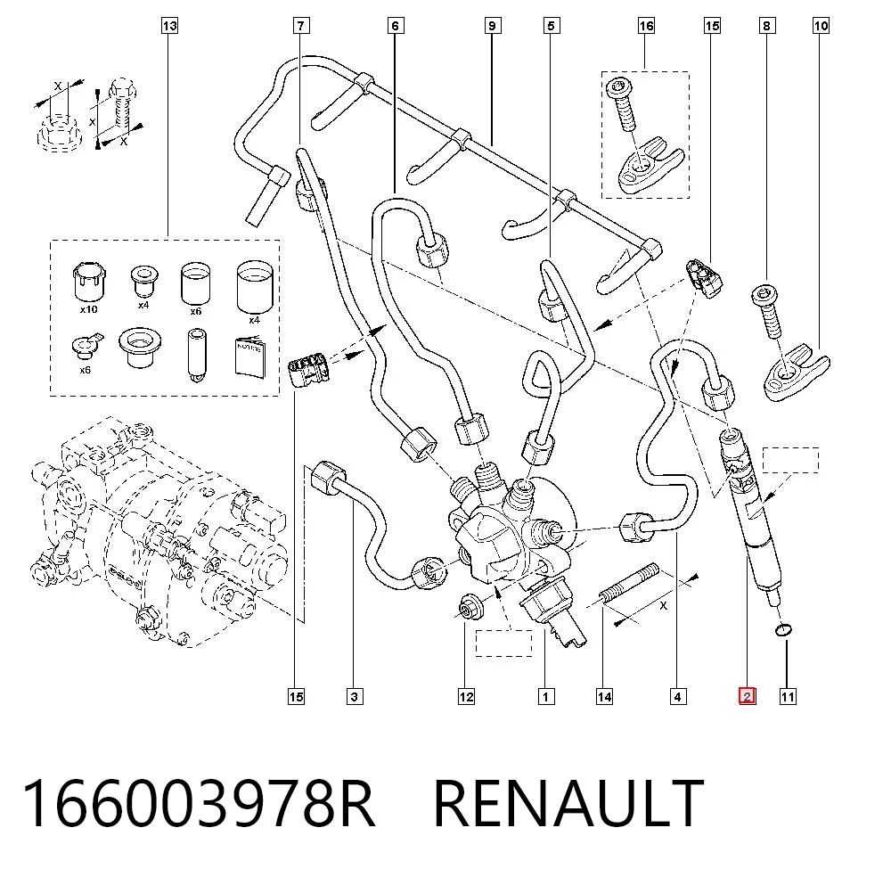 166003978R Renault (RVI) Inyector de combustible