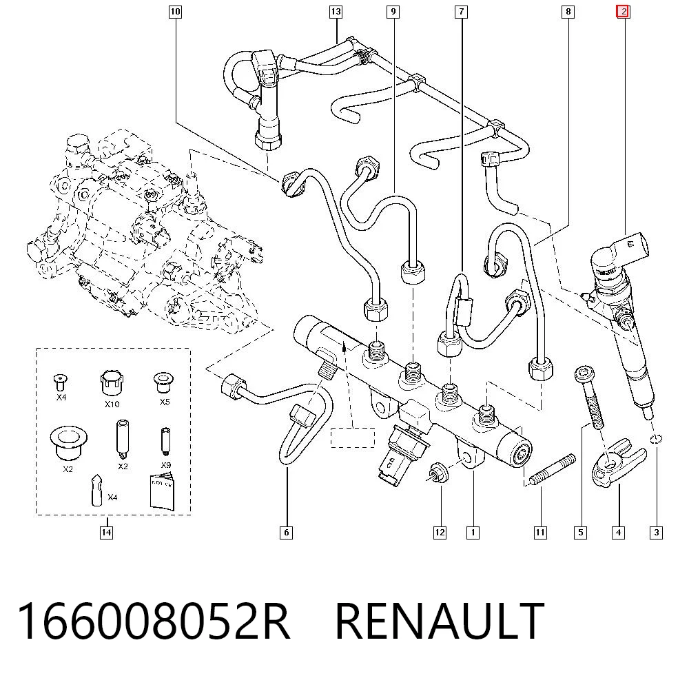 166008052R Renault (RVI) Inyector de combustible