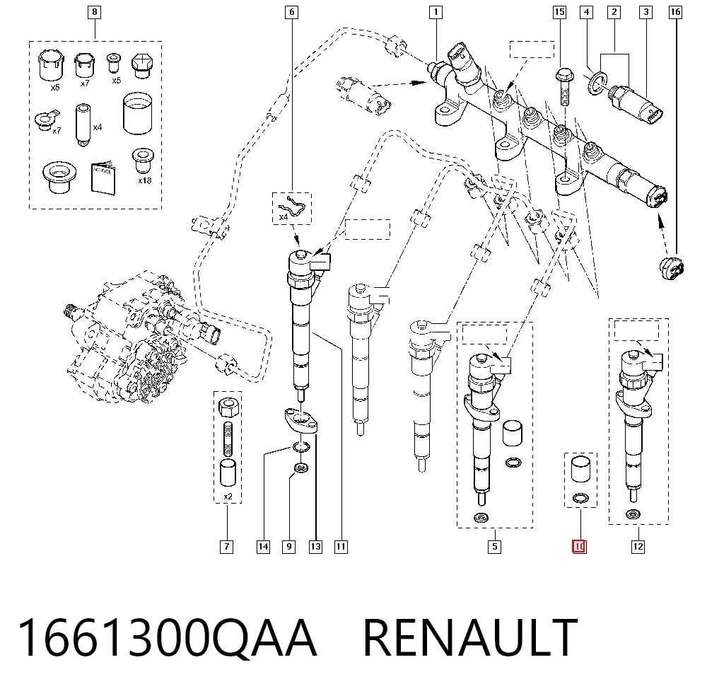 Kit de reparación de inyectores para Renault Laguna II (BG0, BG1)
