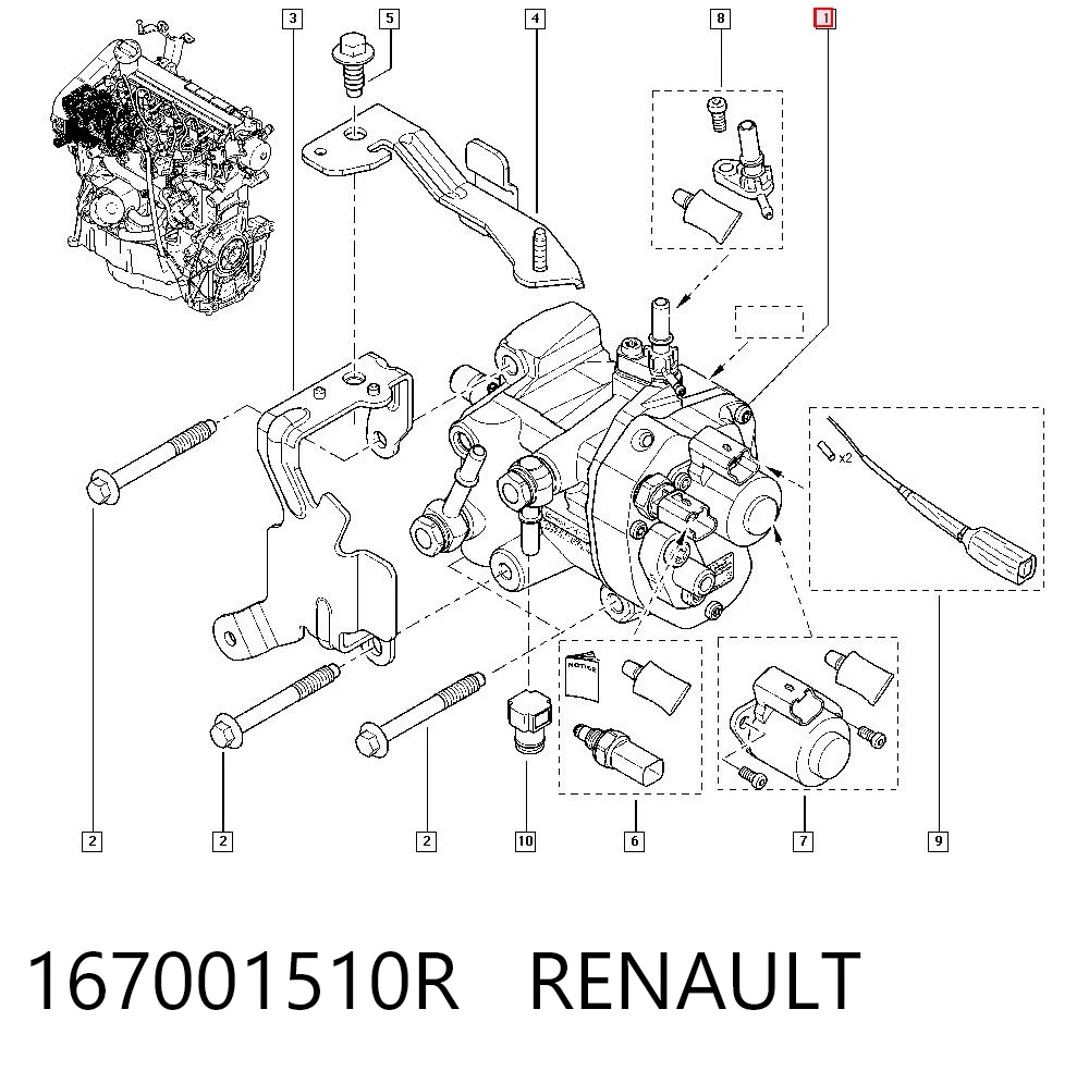 Bomba de alta presión de combustible 167001510R RENAULT