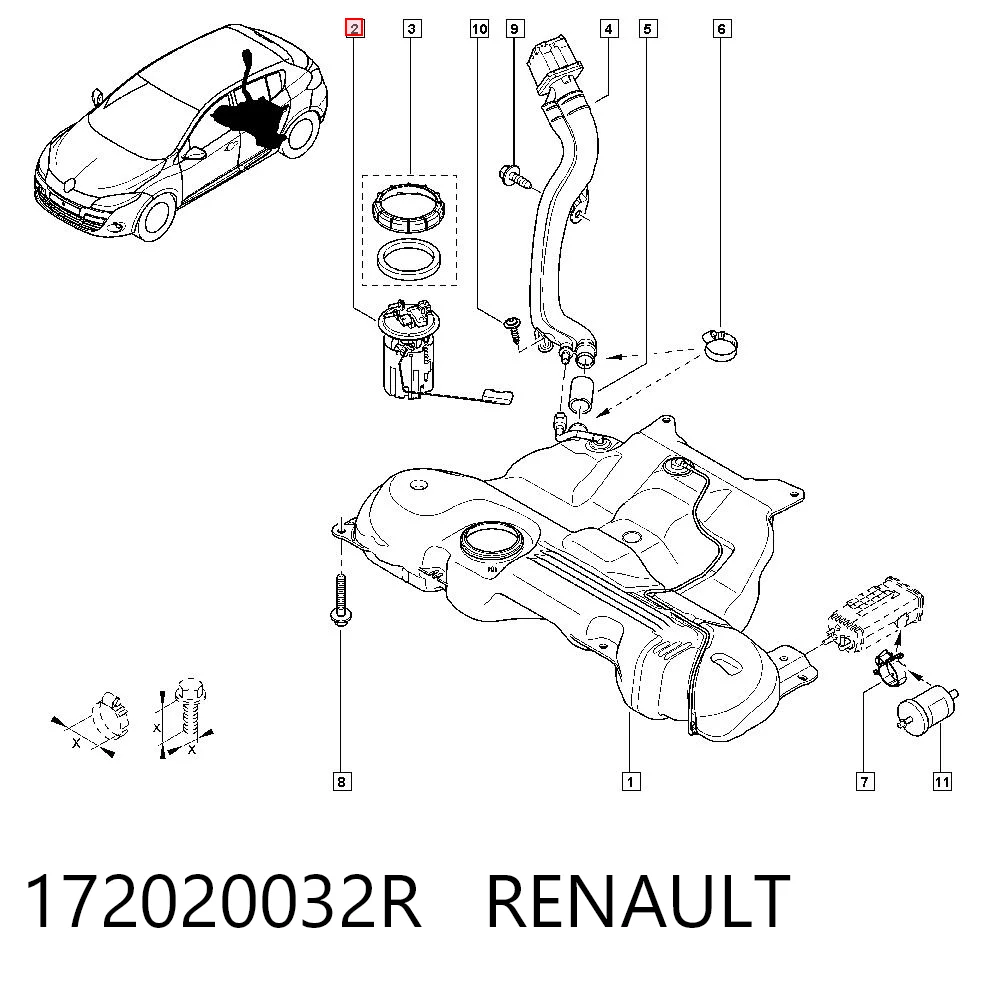 Módulo de bomba de combustible con sensor de nivel de combustible 172020032R RENAULT