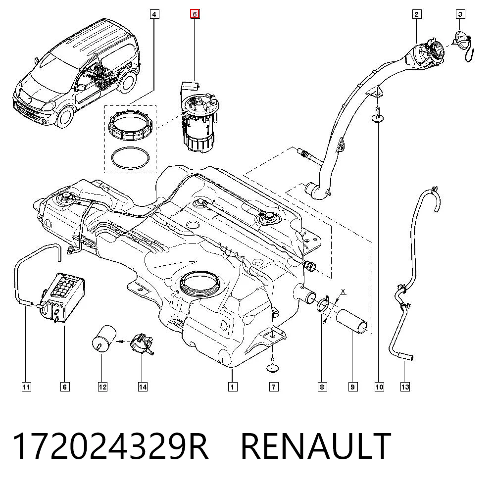 Comprar Módulo de bomba de combustible con sensor de nivel de combustible Renault Kangoo  KC0, KC1 a bajo precio