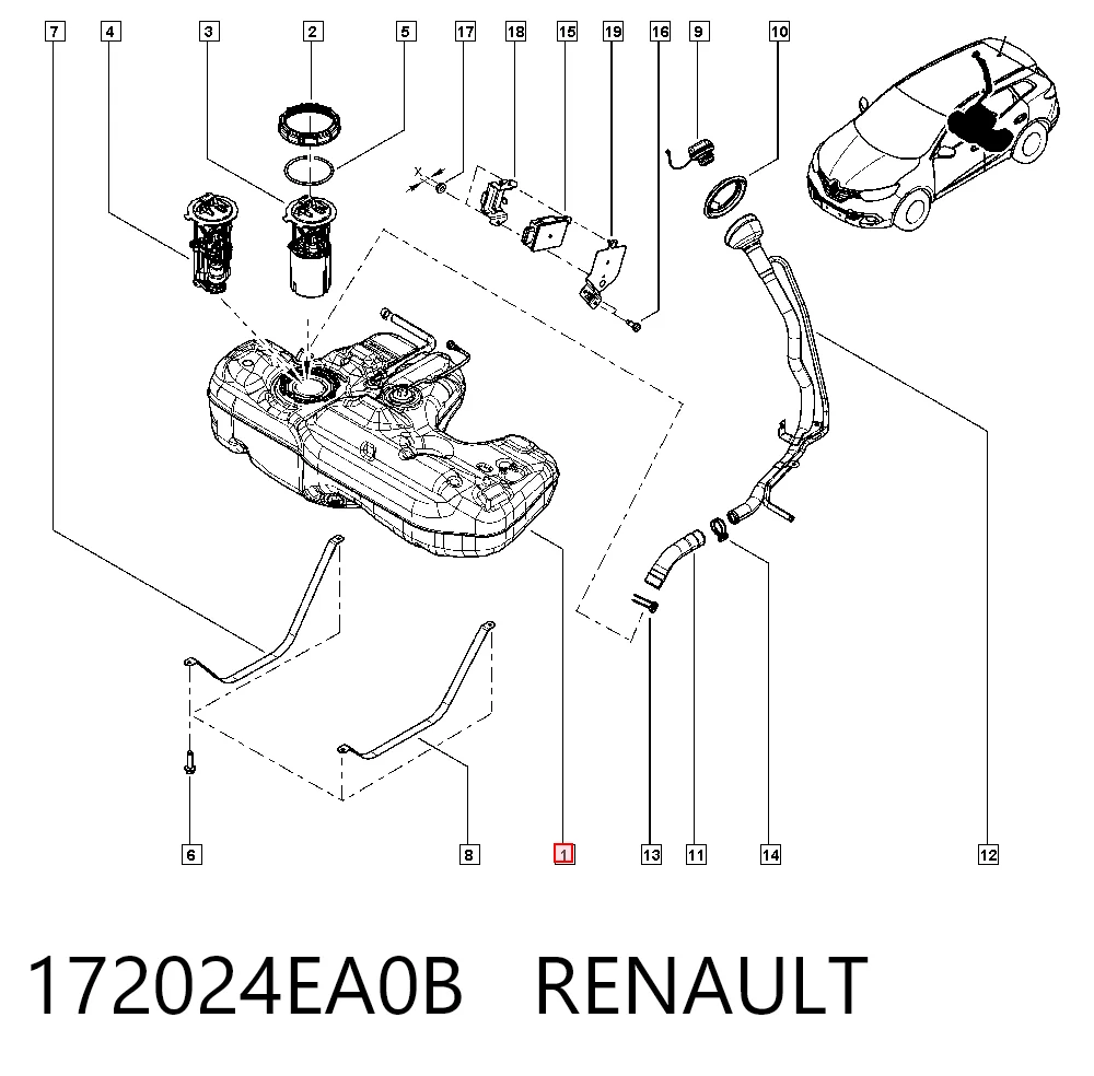 Depósito de gasolina para Nissan Qashqai J11