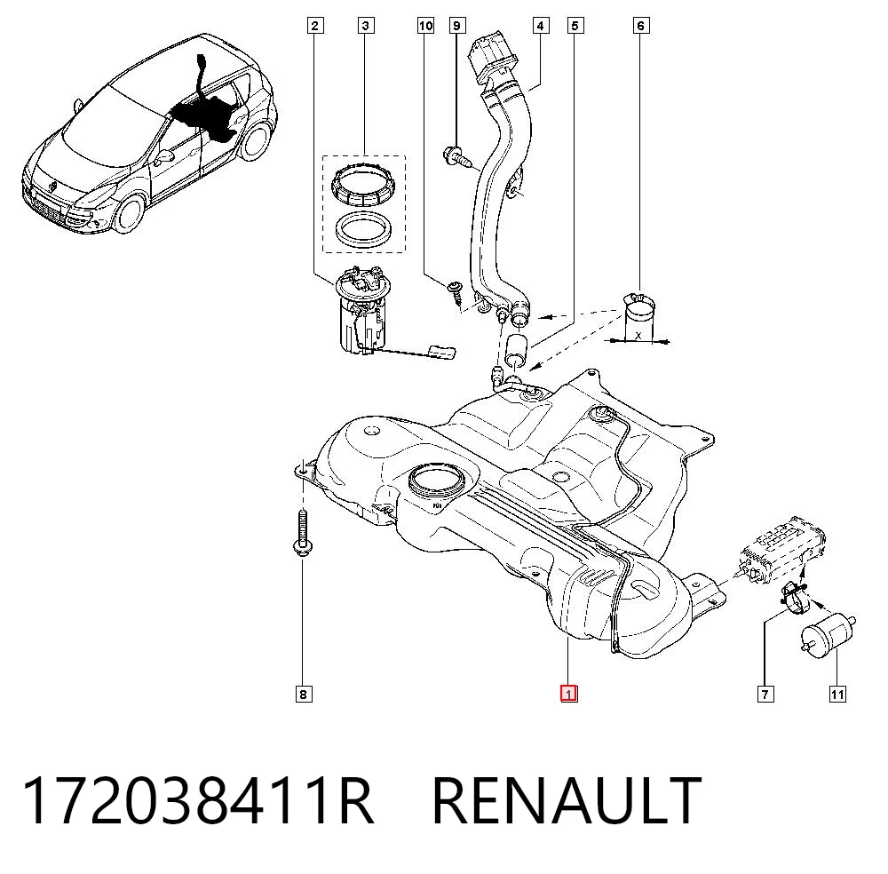 Depósito de combustible 172038411R RENAULT
